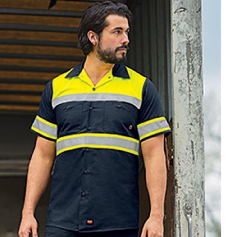 Red Kap Hi-Visibility Colorblock Short Sleeve Work Shirt - Tall Size men’s XL